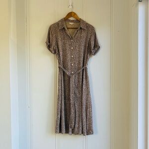 Japna Cheetah Collared Print Button-Up Midi Dress